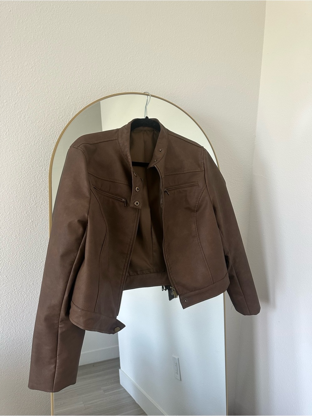 Brown Women's Moto Jacket - Classic Structured Coat
